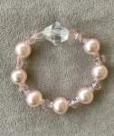Pink Pearl and Crystal Elastisized Bracelet 