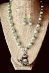 Green Pearl and Crystal Mermaid Necklace 