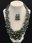 Green Pearl Wire Crochet Bib Necklace 