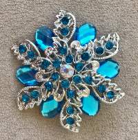 Turquoise and Blue Floral Brooch