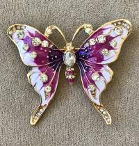 Pink and Gold Butterfly Brooch 