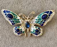 Blue and Green Butterfly Brooch