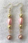 Pink Pearl and Goldtone Earrings 