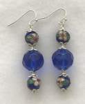 Blue Glass and Cloisonne Earrings 