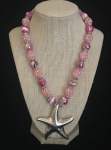 Pink Beaded Necklace with Starfish Pendant 
