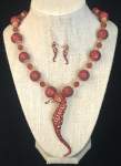 Red Seahorse Necklace Set 