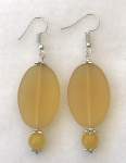 Yellow Frosted Glass Earrings  a pair