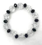 Black and White Crystal Elastisized Bracelet 