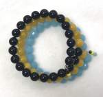 Bahamian Flag Colors Yellow, Turquoise and Black Memory Wire Bracelet 