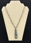 Grey/ Blue Crystal Necklace with Teardrop Pendant 