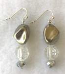 Silvertone and Clear Crystal Earrings 