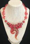 Red Memory Wire Necklace with Magnetic Clasp 