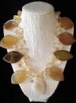 Beige and White Leaf Agate Stone Necklace 