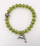 Green Pearl Bracelet with Dolphin Charm 