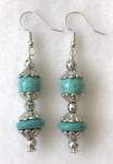 Turquoise Howlite and Silvertone Earrings 