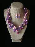 Pink and Purple Pearl Wire Crochet Necklace Set 
