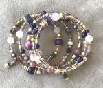 Pink Purple and Gold Memory Wire Bracelet 