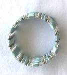 Turquoise and Silver Magnetic Bead Memory Wire Bracelet 
