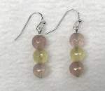 Pink and Yellow Glass Earrings  a pair