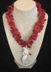 Red Coral Necklace with Silver Mermaid Pendant 
