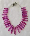 Hot Pink Quartz Crystal Necklace 