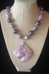 Purple and Lavender Necklace with Shell Pendant 