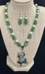 Green Pearl and Crystal Frog Necklace 