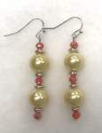 Yellow Pearl and Orange Crystal Earrings 