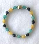 Turquoise, Yellow and Black Elasticized Bracelet 