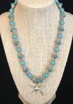 Turquoise Howlite and Silvertone Necklace with Starfish 