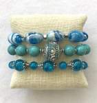 Set of Three Turquoise Beaded Bracelets  each