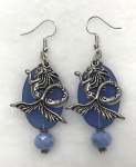 Blue Frosted Glass Mermaid Earrings  a pair