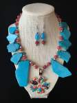 Turquoise Howlite Necklace with Multi Color Pendant 