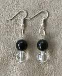 Black and Clear Glass Bead Earrings 