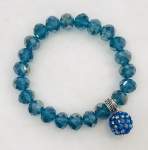Turquoise Crystal Elasticized Bracelet with Charm 