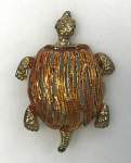 Orange and Goldtone Turtle Pin 