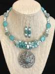 Turquoise Beaded Memory Wire Necklace 