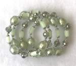 Green Pearl Memory Wire Bracelet 