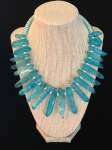 Turquoise Quartz Crystal and Pearl Necklace 