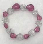 Pink and Clear Acrylic Bead Elastisized Bracelet 
