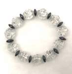 Black and White Crystal Elastisized Bracelet 