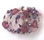 Pink and Purple Memory Wire Bracelet 
