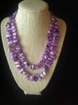 Double Strand Purple Shell Pearl Necklace 