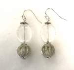 Silvertone and Clear Glass Earrings 