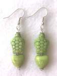 Green Turtle Howlite Earrings  a pair