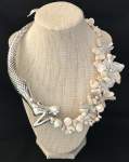 White Pearl and Wire Crochet Mermaid Necklace 5