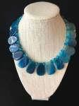 Turquoise Flat Agate Stone Necklace 