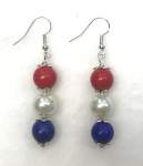 Red, White and Blue Earrings  a pair
