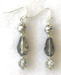 Smoky Grey and Silver Crystal Earrings 