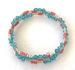 Children’s Turquoise and Coral Memory Wire Bracelet 